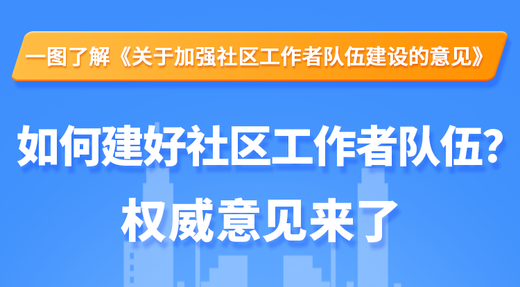 如何建好社區工作者隊伍？權威意見來了由中共中央辦公廳、國務院辦公廳印發的《關於加強社區工作者隊伍建設的意見》，是第一個專門關於加強社區工作者隊伍建設的中央文件。對於堅持大抓基層鮮明導向，加強新時代社區工作者隊伍建設，打造一支政治堅定、素質優良、敬業奉獻、結構合理、群眾滿意的社區工作者隊伍，不斷壯大城市基層治理骨干力量具有重要意義。
